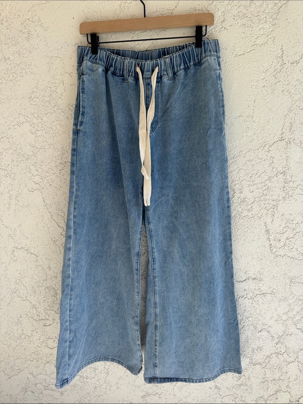 Cider Light Blue Relaxed Drawstring tie Denim wide leg Jeans for women size XL